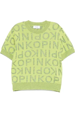 Pinko Camiseta de punto con logo en intarsia