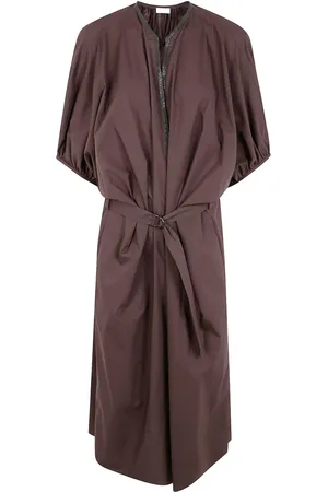 Brunello Cucinelli Vestido midi con aplique de cristales