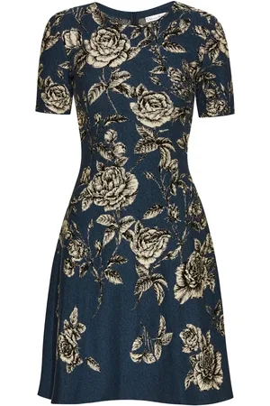 Oscar de la Renta Vestido corto con rosa estampada