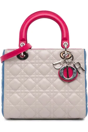 Dior Bolso satchel Cannage Lady Dior mediano de piel de borrego tricolor 2014