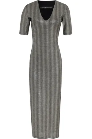 Gloria Coelho Vestido midi con hombreras