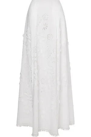 Alberta Ferretti Falda con bordado floral