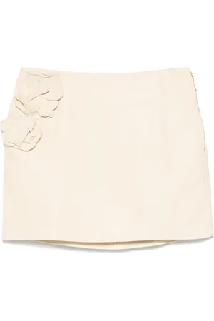Elisabetta Franchi Minifalda de piel con motivo floral