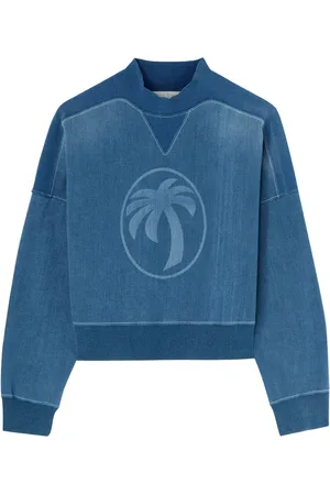 Palm Angels Sudadera vaquera con palmeras estampadas