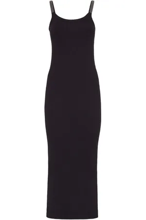 Brunello Cucinelli Vestido sin mangas con aplique Monili