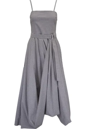 Brunello Cucinelli Vestido midi a rayas