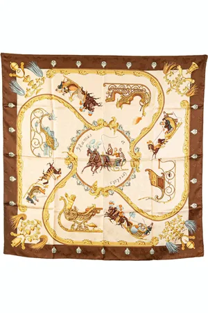 Hermès Fular Plumes Et Grelots de seda 20st Century