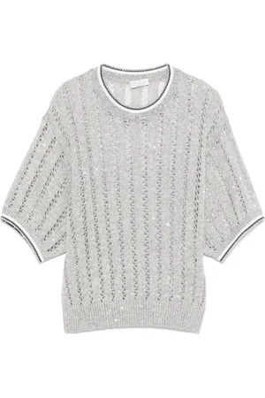 Brunello Cucinelli Top de punto con lentejuelas