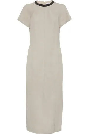 Brunello Cucinelli Vestido con aplique Monili