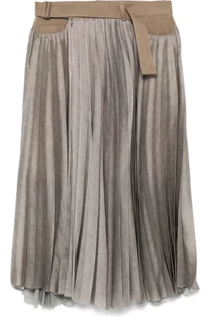SACAI Falda midi con paneles vaqueros