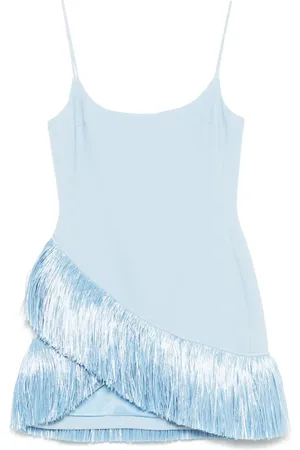 DAVID KOMA Vestido corto con ribete de flecos