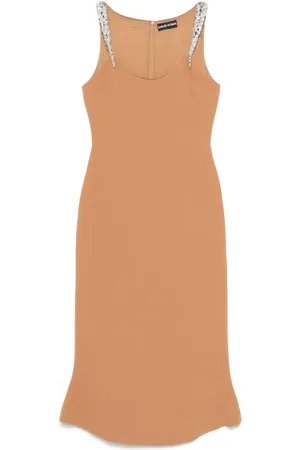 DAVID KOMA Vestido midi con aplique de cristales