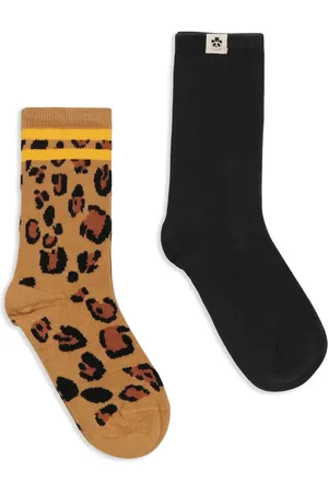 Mini Rodini Pack de dos pares de calcetines con estampado de leopardo