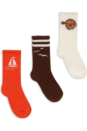 Mini Rodini Pack de dos pares de calcetines con barco estampado
