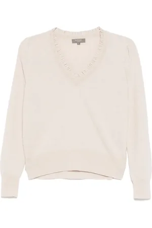 N.PEAL Jersey con ribete de volantes y cuello en V
