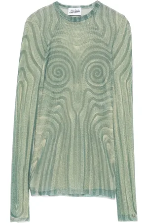 Jean Paul Gaultier Top de malla con estampado en espiral