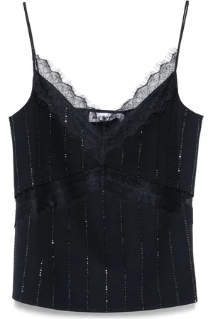 Self-Portrait Top con apliques de strass