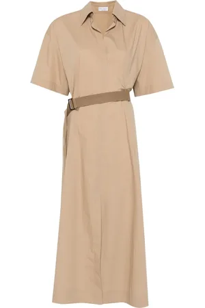 Brunello Cucinelli Vestido midi de popelina
