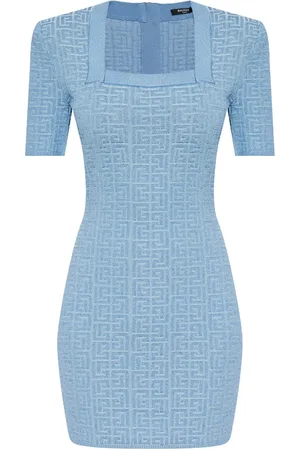 Balmain Vestido corto con motivo BB en jacquard