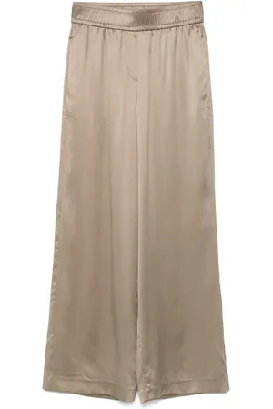 Brunello Cucinelli Pantalones anchos con cinturilla elástica