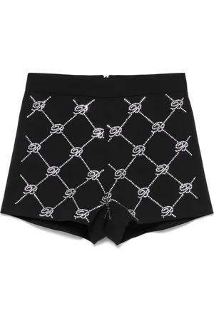 MISS BLUMARINE Pantalones cortos con logo de strass