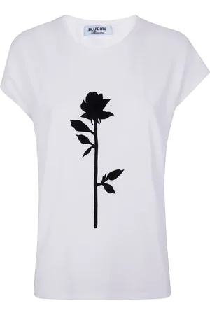 Blugirl Camiseta con rosa bordada