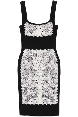 Alexander McQueen Vestido de punto con estampado de serpiente
