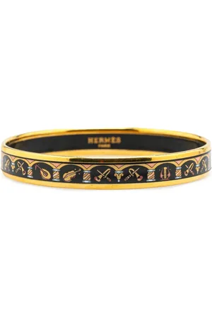 Hermès Pulsera Bangle 65 con detalle de instrumentos en esmalte y diseño estrecho 20st Century