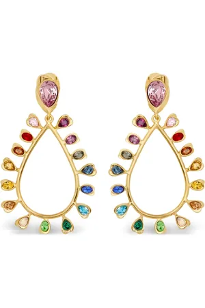 Oscar de la Renta Pendientes con cristales multicolores colgantes
