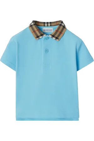 Burberry Polo de algodón con ribete a cuadros