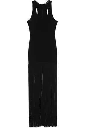 DAVID KOMA Vestido midi con flecos