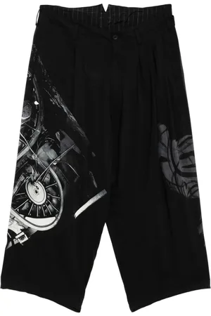 YOHJI YAMAMOTO Pantalones con rueda estampada