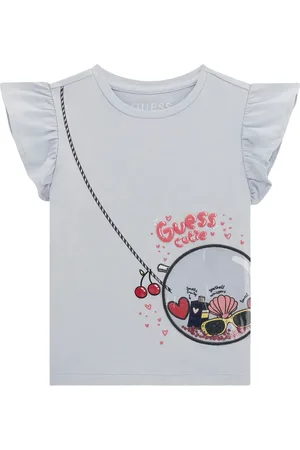 Guess Camiseta de algodón de manga con volantes