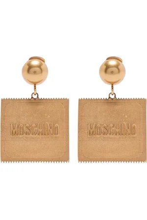 Moschino Pendientes de clip con logo en relieve