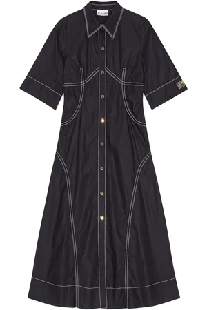 Ganni Vestido camisero con contraste