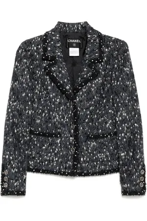 CHANEL Chaqueta de punto con botones con logo CC 2001