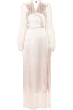 CARINE GILSON Vestido cruzado con paneles de encaje