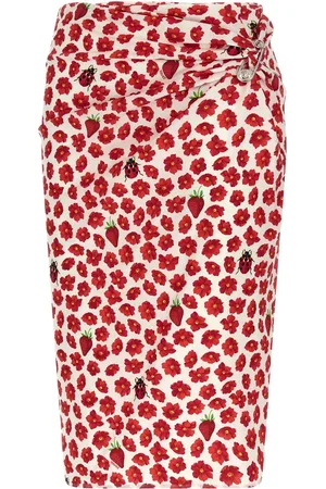 VERSACE Falda midi Strawberry Garden