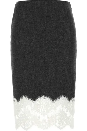 BLUMARINE Falda midi con ribete de encaje