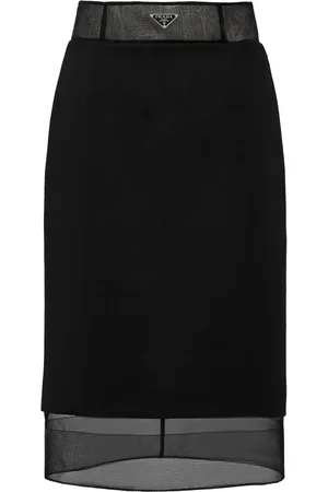 Prada Falda a capas con logo triangular