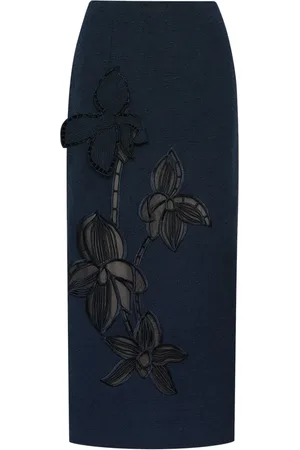 Oscar de la Renta Falda de tweed con bordado Orchid