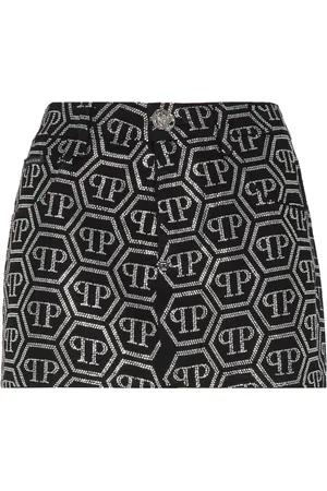 Philipp Plein Falda vaquera mini con monograma