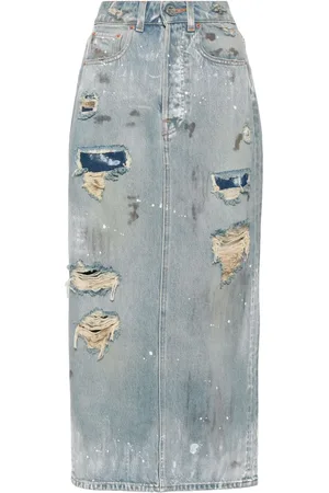 Vetements Falda vaquera con efecto envejecido