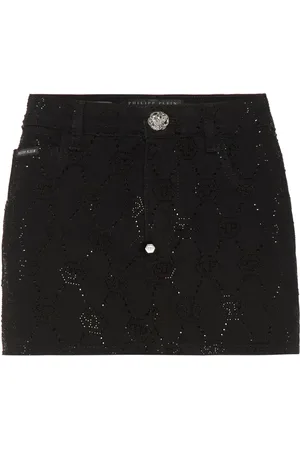 Philipp Plein Falda vaquera mini con monograma