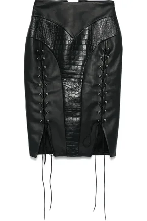 MITILIANE COUTURE Falda midi con ribete de cocodrilo