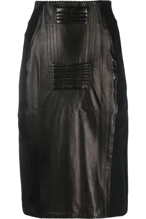 Jean Paul Gaultier Falda de tubo cuero con paneles 1987