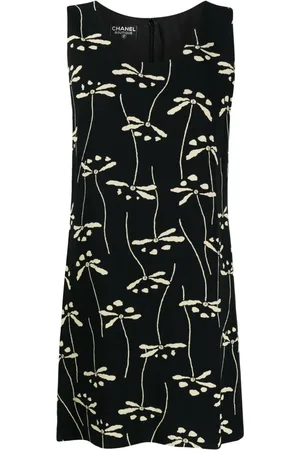 CHANEL Vestido tubo con estampado floral 1990-2000