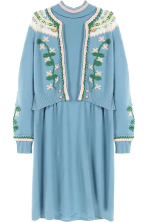 CHANEL Vestido de punto con motivo floral 1986-1988