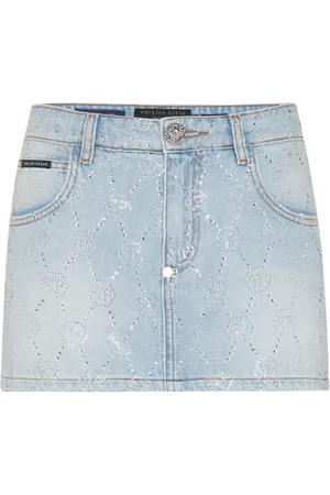 Philipp Plein Falda vaquera mini con monograma