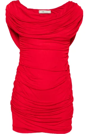 BLUMARINE Vestido corto drapeado con hombro descubierto